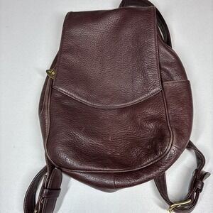 Vintage Libaire Pebbled Brown Leather Backpack Adjsutable Flap Y2K Soft 10x14